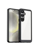 Silikoninis dėklas su gelio rėmeliu, skirtas „Samsung Galaxy S25 Outer Space“ dėklui – juodas