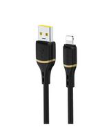 Minkštas silikoninis pintas laidas USB-A - iPhone Lightning 30W 1m - Juodas