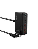 Stalinė įkrovimo stotelė 4x USB-A 4x USB-C GaN QC3 240W - juoda