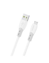 Silikoninis pintas kabelis USB-A - micro USB L25SM 3A 1m - baltas