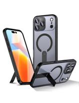 „iPhone 17 Pro Max Hybrid Armor X MagSafe“ dėklas su stovu – juodas