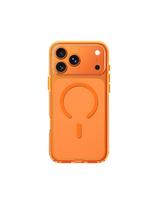 „iPhone 17 Pro“ minimalaus stiklo dėklas su magnetiniu objektyvu – oranžinis