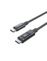 USB-C laidas su ekranu PD 60W 1.2m - juodas