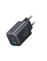 USB-C iPhone Lightning USB-A GaN 45W sieninis įkroviklis – juodas