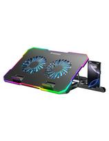 Žaidimų nešiojamojo kompiuterio aušinimo kilimėlis su RGB telefono laikikliu - juodas