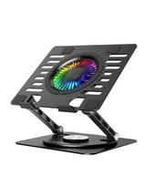 Aušinimo stovas nešiojamam kompiuteriui su 360 laipsnių sukimosi funkcija RGB - juodas