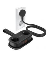 5 viename AC USB-A USB-C GaN 20W maitinimo blokas – juodas