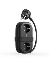 6 viename AC USB-A USB-C GaN 65W maitinimo blokas – juodas