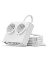 6 viename AC USB-A USB-C 25W maitinimo šaltinis – baltas