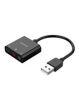 Išorinė USB-A garso plokštė - 3x mini lizdai - juoda
