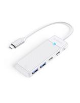USB-C šakotuvo adapteris USB-A USB-C su įkrovimu, USB-C PD 100 W, 0,15 m, baltas