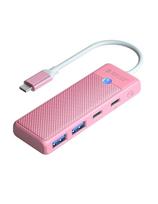 USB-C šakotuvo adapteris USB-A USB-C su įkrovimu USB-C PD 100 W 0,15 m - rožinis