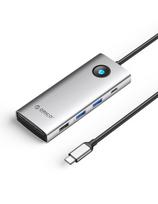 ŠAKOTUVAS 8in1 USB-C - USB-A USB-C HDMI VGA RJ45 PD 100W 4K 60Hz 1000Mbps - sidabrinis