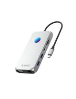 ŠAKOTUVAS 12in1 USB-C - USB-A USB-C HDMI VGA SD RJ45 mini lizdas PD 100W 4K 1000Mbps RGB - pilkas