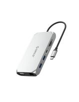 Adapteris ŠAKOTUVAS 12in1 USB-C - USB-A USB-C HDMI VGA SD/ microSD RJ45 mini lizdas PD 100W 4K - sidabrinis