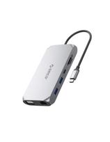 Adapteris ŠAKOTUVAS 12in1 USB-C - USB-A USB-C HDMI VGA SD/ microSD RJ45 mini lizdas PD 100W 4K - pilkas