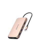 12 viename USB-C šakotuvo stotelė – USB-A USB-C HDMI DisplayPort SD/ microSD RJ45 3,5 mm CTIA – rožinio aukso spalvos