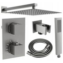 Mexen Cube DR02 potinkinis dušo komplektas su 30 cm lietaus dušu, šešėlinė pilka šukuota - 77502DR0230-66