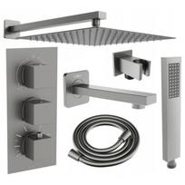 Mexen Cube DR02 potinkinis vonios ir dušo komplektas su 30 cm lietaus sistema, šlifuota šautuvo pilka - 77503DR0230-66