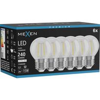 Mexen Vintis 6x LED gijų lemputė E27, G45, 2W, Neutralus - 4000K, 240 lm, skaidrus - L156-E27-0227-00x06 - L156-E27-0240-00x06