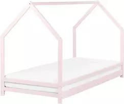 Beliani Vaikiška lova namelis APPY 90 x 200 cm, pušies mediena, pastelinė rožinė