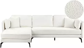 Beliani Trivietė kampinė sofa ALTAN, boucle audinys, dramblio kaulo spalva, dešininė