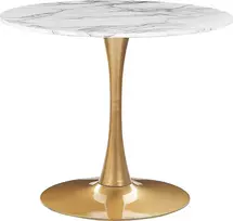 Beliani Valgomojo stalas BOCA marmuro imitacijos / auksinis 90 cm