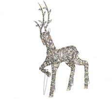Beliani Sodo LED dekoracija HUSAVIK elnias 140 cm sidabrinė
