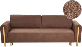 Beliani Trivietė sofa-lova KVAM Boucle ruda su daiktadėže