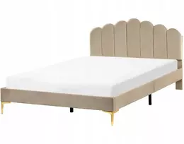 Beliani SAUVIAN veliūrinė lova 160 x 200 cm smėlio spalvos