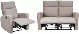 Sofa Beliani VERDAL poilsio baldų komplektas su elektrine relaksacijos funkcija 3 asmenims, veliūrinis, smėlio spalvos