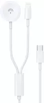 USB kabelis Dudao A12MAX-2in1 USB-C to iWatch/Lightning 20W 1.2m baltas