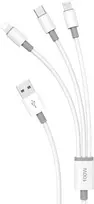 USB kabelis Dudao L8s-3in1 USB-A to USB-C/MicroUSB/Lightning 100W 1.2m baltas
