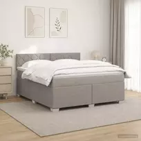 Spyruoklinė lova su čiužiniu Taupe 180 x 200 cm Audinys