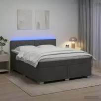 Lova su čiužiniu ir LED apšvietimu Tamsiai pilka 180 x 200 cm