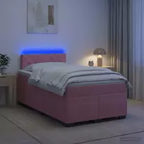 Lova su čiužiniu ir LED apšvietimu Rožinė 120 x 200 cm Aksomas