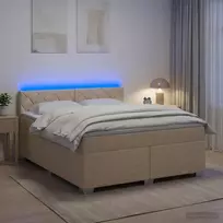 Lova su čiužiniu ir LED apšvietimu Kreminė 180 x 200 cm Audinys