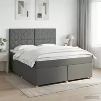 Spyruoklinė lova su čiužiniu Tamsiai pilka 180 x 200 cm Audinys
