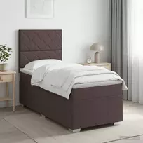 Spyruoklinė lova su čiužiniu Tamsiai rudas 90 x 200 cm Audinys