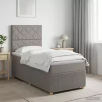 Spyruoklinė lova su čiužiniu Taupe 90 x 190 cm Audinys