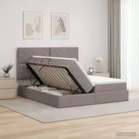 Saugos lova su galvūgalio Taupe 180 x 200 cm Audinys