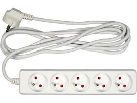 Buitinis ilgintuvas Vorel 72506, 3G1.0, 3 m, IP20, 5 lizdų, balta sp.