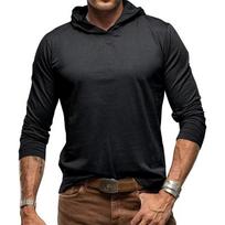 Spring Autumn Loose Casual Solid Color Hooded Tee Male Long Sleeve Pullover Cotton Top Men All-match Tee S juoda