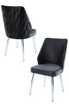 Kėdžių rinkinys Kalune Design Pufi 107BCK1225, matinė, juoda sp./chromo sp., 43 cm x 48 cm x 90 cm, 2 vnt.