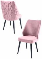 Kėdžių rinkinys Kalune Design Pufi 107BCK1253, matinė, juoda sp./lilac, 43 cm x 48 cm x 90 cm, 2 vnt.