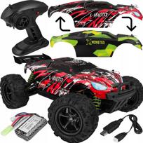 Rc automobilis Overmax X-Monster 3.5, 1:18, raudona sp./žalia sp.