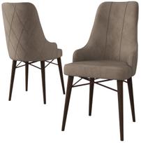 Kėdžių rinkinys Kalune Design Neta 240CHR1703, matinė, ruda sp./kapučino sp., 42 cm x 46 cm x 95 cm, 2 vnt.