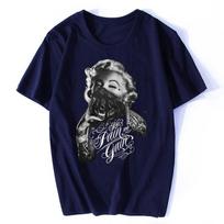 Sunkūs gatvės stiliaus anime drabužiai Nauji Juokingi Gangsterio Bandana Seksualūs Tatuiruotės Vasariniai Medvilniniai Trumpomis Rankovėmis Apvalia Kaklo Vyriški Marškinėliai Nauji 4XL gray