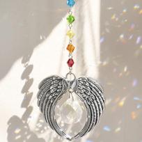 Angel Wings Crystal Suncatcher Hanging Prism Sun Catchers Window Garden Decor Car Decor Rainbow Maker Suncatchr For Car Gift white