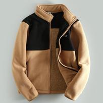 the Tag off Export Special Offer Factory Direct Sales Thickened Fleece-lined Color Matching Men's Overplus Order Polar Fleece Outerwear Fleece Jacket Khaki L black